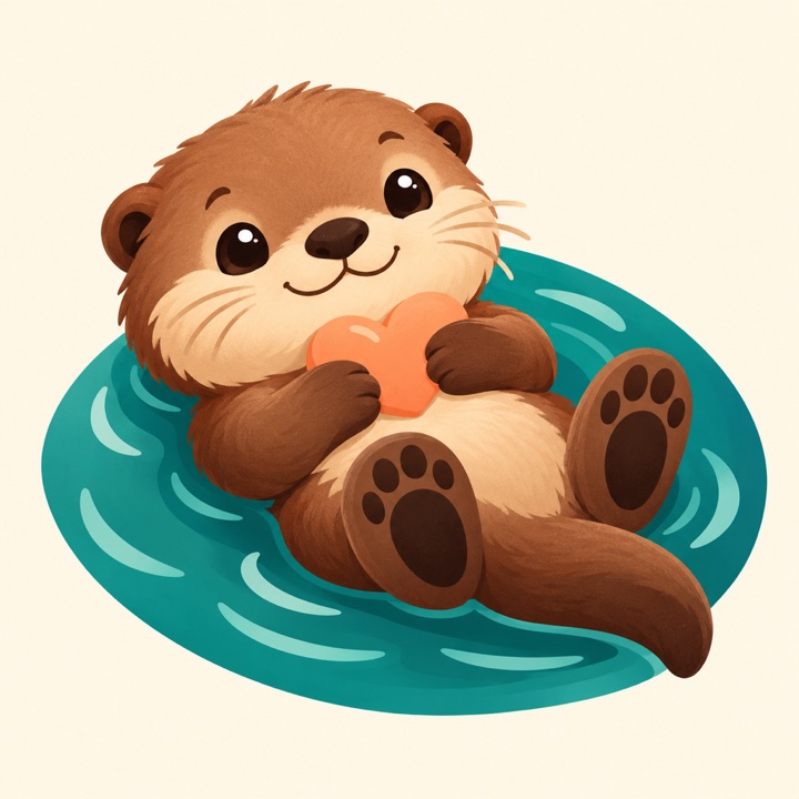 Raftlings otter holding a heart